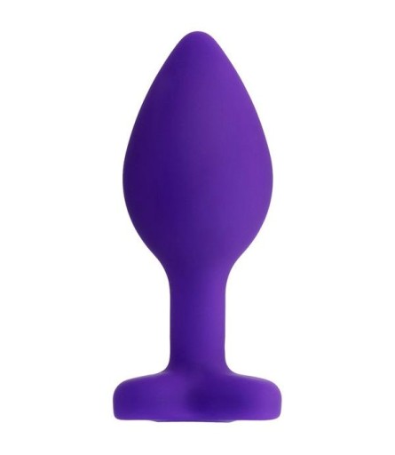 Diamantový análny kolík Medium Heart, 7 cm, fialová predohra pre začiatočníkov