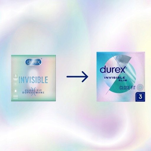 DUREX INVISIBLE priliehavé kondómy, slim fit kondómy, 3 ks