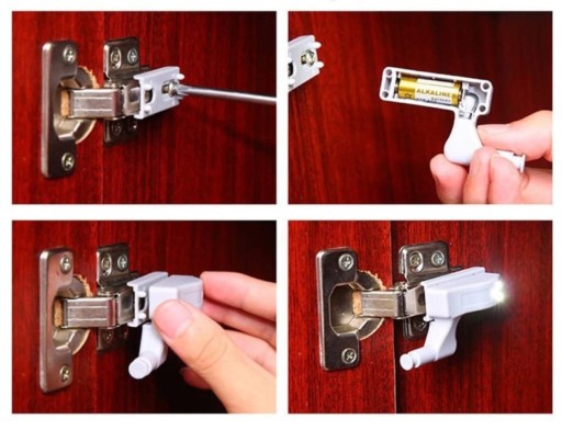 Lampa do šatníka, NÁBYTKOVÁ skriňa VÝPREDAJ, dvierka LED, 1 ks, na batérie