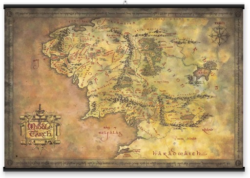 Plagát Pán prsteňov Mapa Stredozeme 91,5 x 61 cm