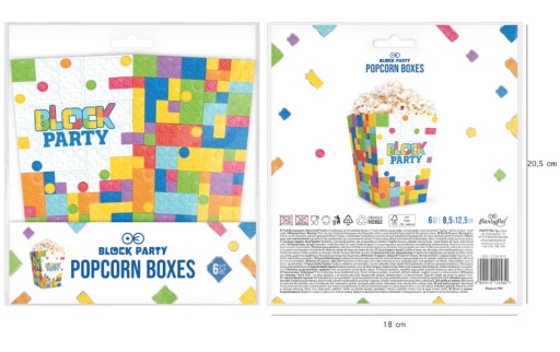 Popcorn boxy Lego bloky 6 kusov Narodeniny