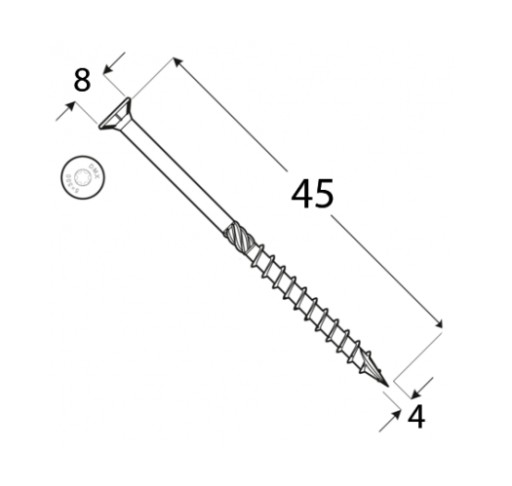 TESÁRSKE SKRUTY DO DREVA CS 4x45 TORX PROTIHLAVICE DOMAX 200KS
