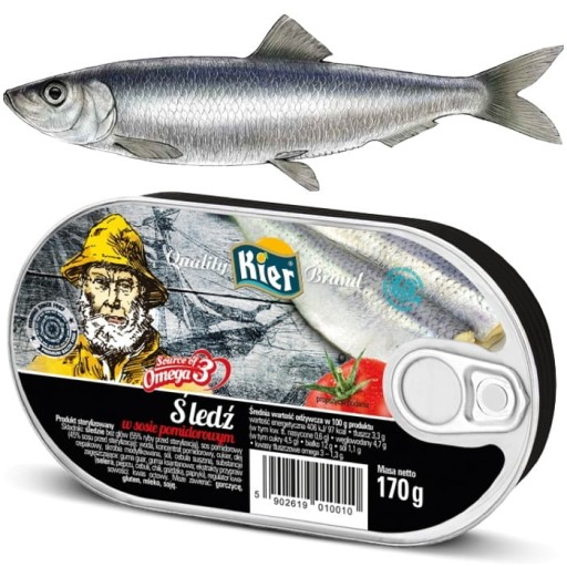 Sleď v paradajkovej omáčke v plechovke Omega3 Sleď v paradajkovej omáčke 170g KIER