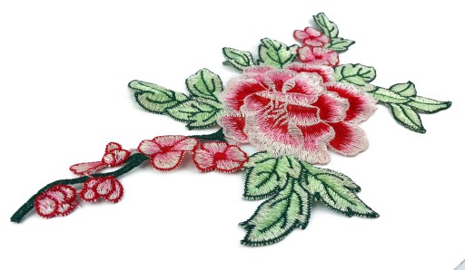 Nášivka ružová vyšívacia aplikácia FLOWER - 13cm