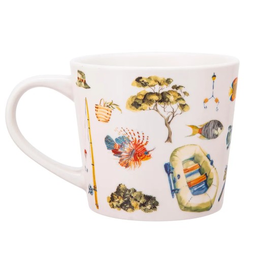Porcelánový rybársky hrnček Altom Design na kávu a čaj, 400 ml, ako darček