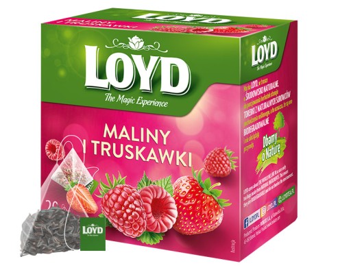 Ovocný čaj Malina a Jahoda so sladkým drievkom 20 T. BIO PYRAMIDKI LOYD