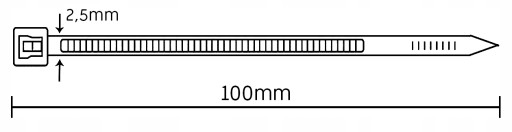 Sťahovacie pásky 2,5x100mm Biele 100 ks.