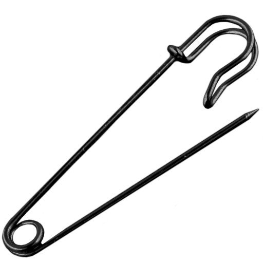 Škótsky dekoratívny pletací špendlík, veľký, 1,9 mm x 76 mm, ČIERNA