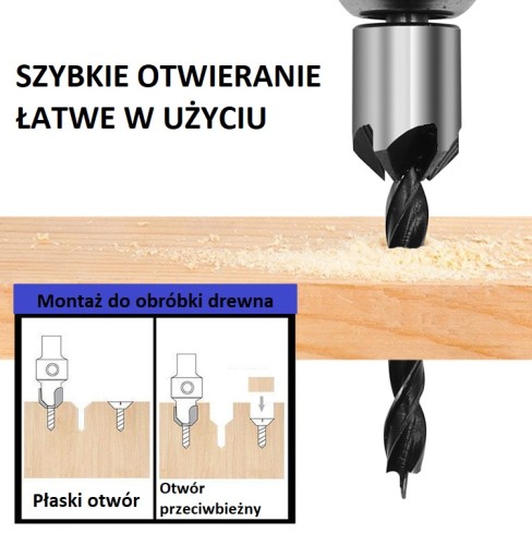Vrtáky do dreva so skosením, sada 4 kusov. Vŕtačka so záhlbníkom
