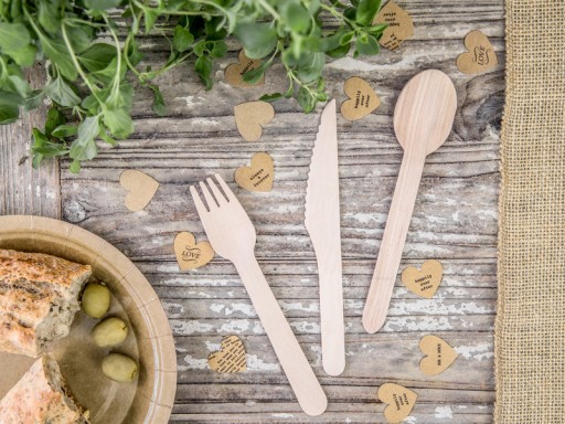 Príborové vidličky jednorazové nože WOODEN ECO x18