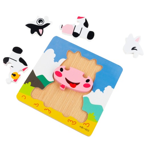 DREVENÉ PUZZLE VZDELÁVACIE KRAVSKÉ PUZZLE BLOK