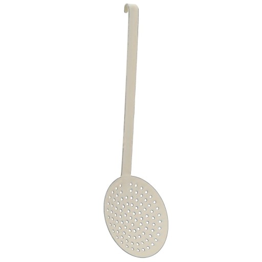 Smaltovaná štrbinová lyžica, skimmer, sitko, selektor, Silesia, krém, 31 cm