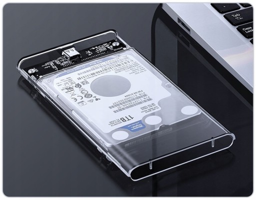 TRANSPARENTNÉ POUZDRO SSD 2,5'' HDD USB 3.0 SATA POCKET + USB KÁBEL