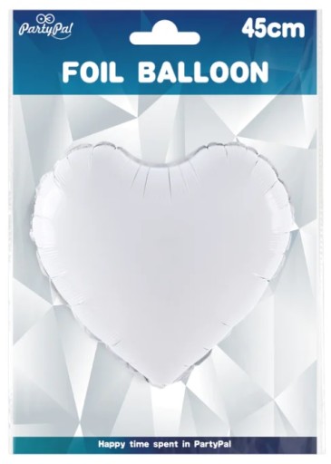 Balón fóliový biele srdce 45 cm Svadobné prvé prijímanie Svadobné hélium vzduch