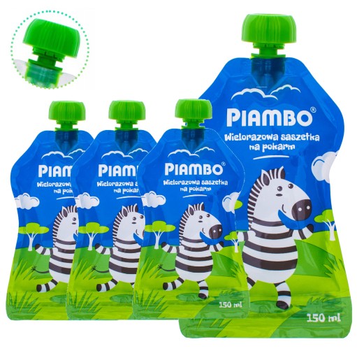 OPÄTOVNE POUŽITEĽNÉ SÁČKY SÁČKY RÚRA NA JEDLO MUSSE JOGURT S VÝPUSTKOU 4x150ML