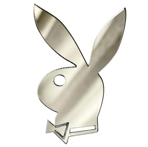 Playboy králičia hlava pre sexi chlapa pre chlapca Strieborný dekor PLEXI
