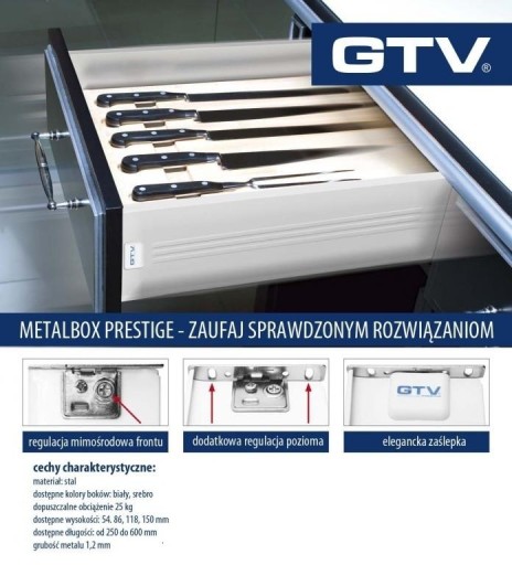 Metalbox prestige, biely, L-350mm, H-86mm