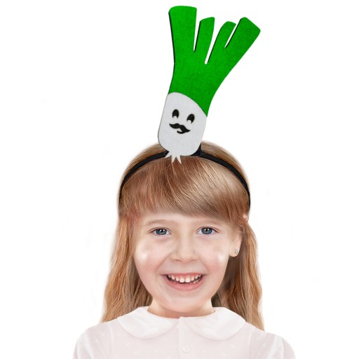 POROVÁ ČELENKA, POROVÝ OUTFIT, ZELENINA, PLST, BIELA A ZELENÁ