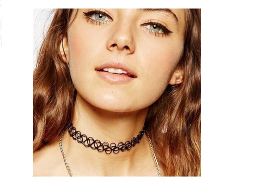Black Choker Náhrdelník Chocker 3ks prsteň