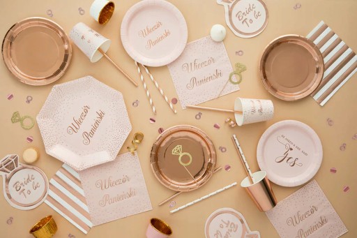 Slamky na pitie Nápoje Rose Gold Bachelorette Birthday Party 10ks