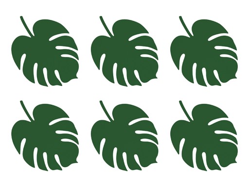 MONSTERA kartičky na stolovanie, havajské dekorácie x6