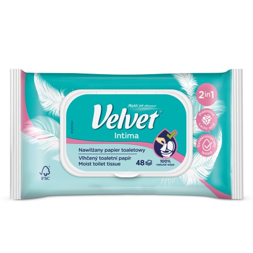 Zamatový vlhčený toaletný papier INTIMA 1 ks