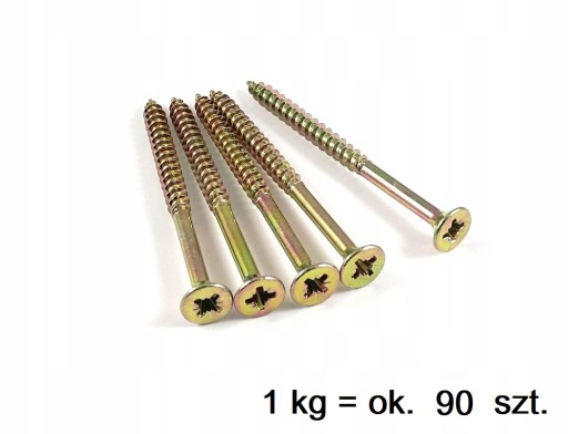Skrutky do dreva kalené 6x90 mm 1kg POZINKOVANÉ, zlatožlté