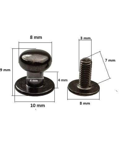 Skrutka na remeň Knopik 8 mm 1 kus čierny nikel
