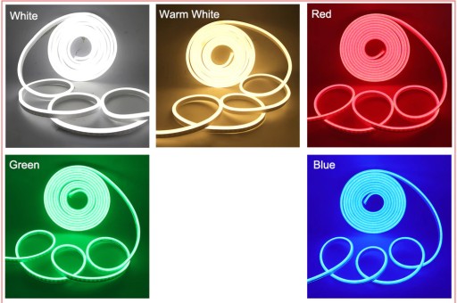 NEON flex LED pás IP68 230V 8x16mm 8W studená 1m