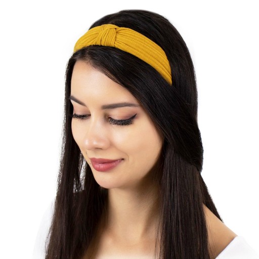 VLÁSENKA, mustard, KNOT, wide, TURBAN