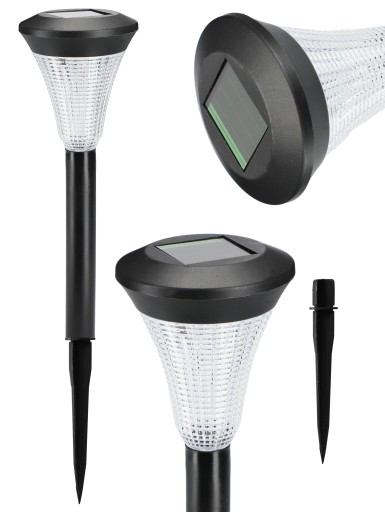 Solárna záhradná lampa, LED stĺp, čierna, do záhrady, studená farba