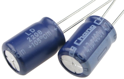 Elektrolytický kondenzátor 4,7uF/400V 105'C Chang LD (2 ks) /4405-2