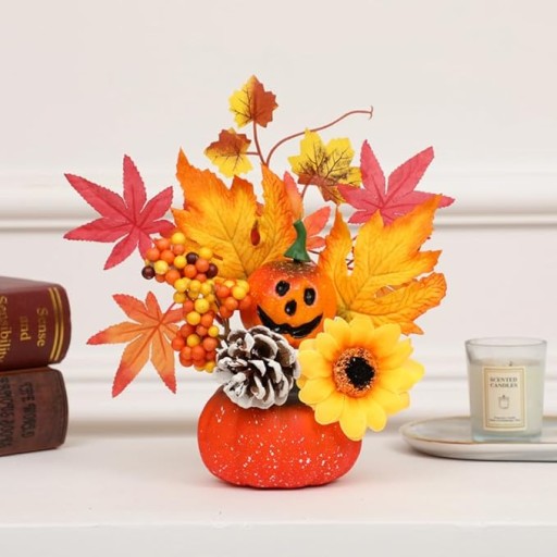 Dekorácia ornament Jesenná Halloween tekvica javorové listy mix žalude