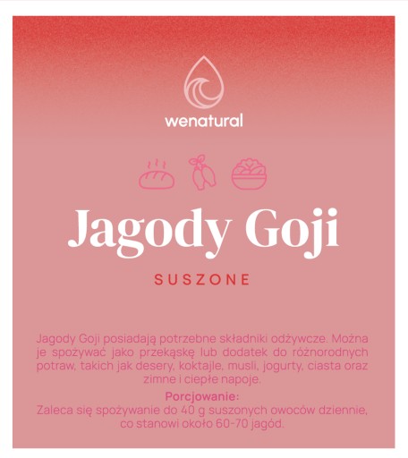 Goji bobule 500g Wenatural - sušené, celé ovocie, bez konzervantov,