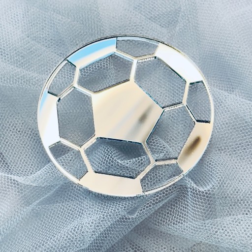 Futbalový futbal Dekorácia na bočnú tortu Plexi Silver Mirror