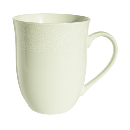 Veľký biely porcelánový hrnček 450 ml čipkované hrnčeky Rina 1079