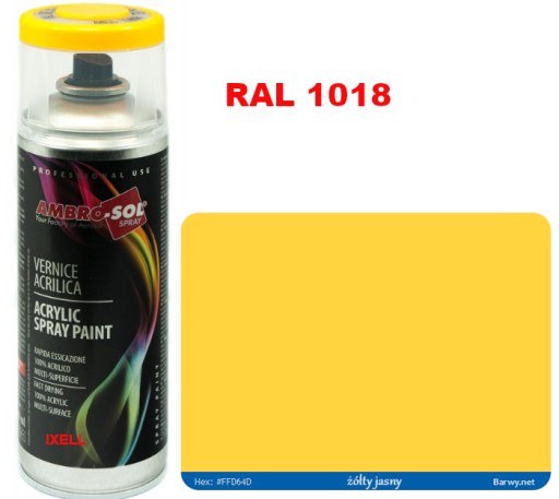RAL 1018 AKRYLOVÝ LAK SPREJ ŽLTÝ LESK 1233V