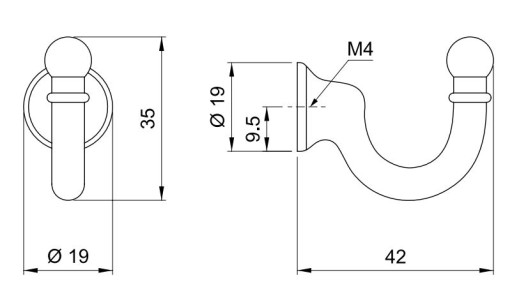 VEŠIAK, NÁSTENNÁ ÚCHYTKA, SPONA, HÁK NA ZÁCLONY AMIX - W006/S SATIN