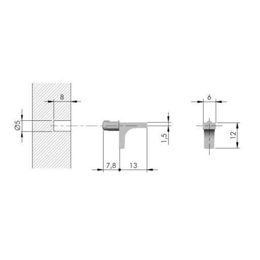 4 X podpera, podpera police K-LINE, priemer 5