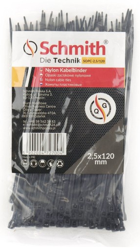 VIAZAČ NA KABEL 2,5x120 NYLON ČIERNA 100 ks SCHMITH