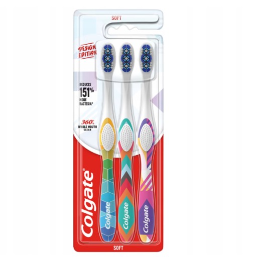 COLGATE Zubná kefka 360 mäkká, 3 ks.
