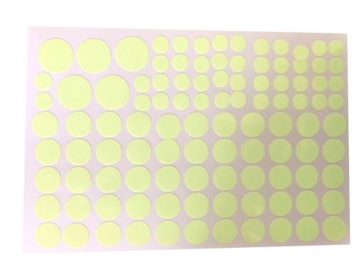 Fluorescenčné samolepky Žiariace bodky Dekoratívne bodky 104 kusov