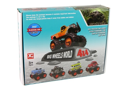 Auto 4x4 klasický model na veľkých kolesách 4 farby