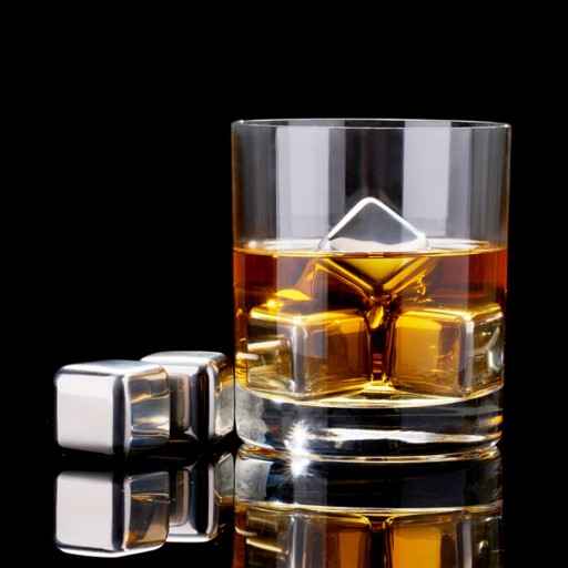 Kocky ľadu na nápoje z whisky, 4 ks, oceľ, opakovane použiteľný darček