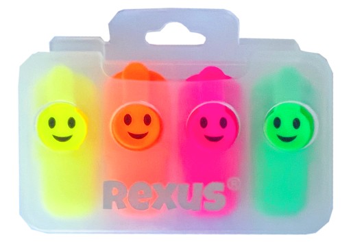 MINI REXUS FLUO ZNAČOVAČE SMILE ZVÝRAZŇUJE 4 FARBY