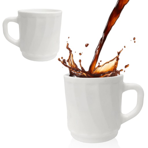 BIELY PORCELÁNOVÝ UNIVERZÁLNY TRADIČNÝ hrnček S UCHÁČKOM NA KÁVU A ČAJ