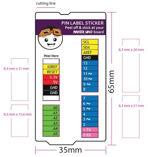 Pin Header Sticker - sada nálepiek pre Maker UNO