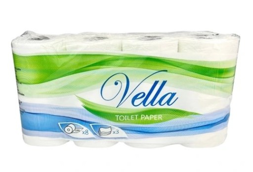 BIELY TOALETNÝ PAPIER Leštidlo 8 roliek. VELLA CELLULOSE SPOĽAHLIVÝ POĽSKÝ VÝROBCA