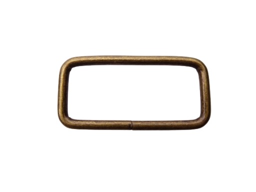 Kožený rám, obdĺžnik 40 / 16 / 3 mm, staré zlato, 1 kus