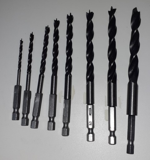 VŔTAČKY DO DREVA 8 KS. 3 - 10 mm HEX šesťuholník